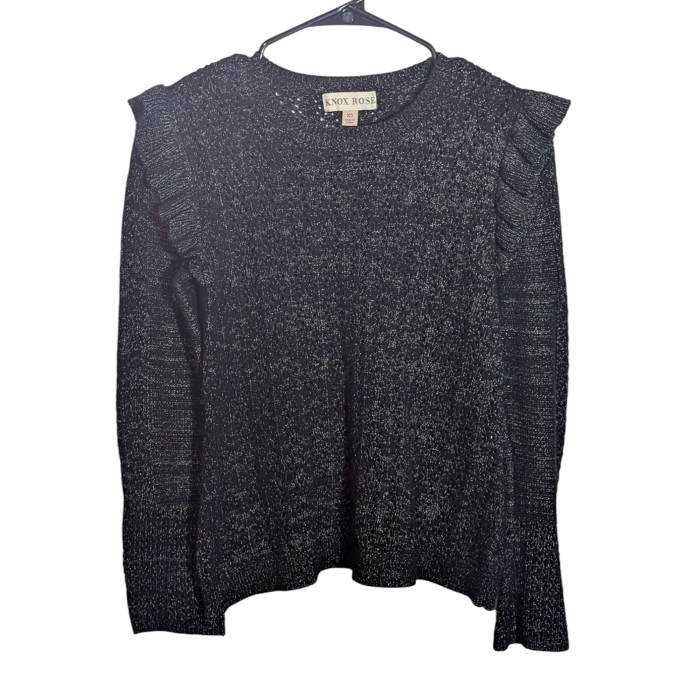 Knox Rose Black Sweater with Ruffle Details Sz XS
